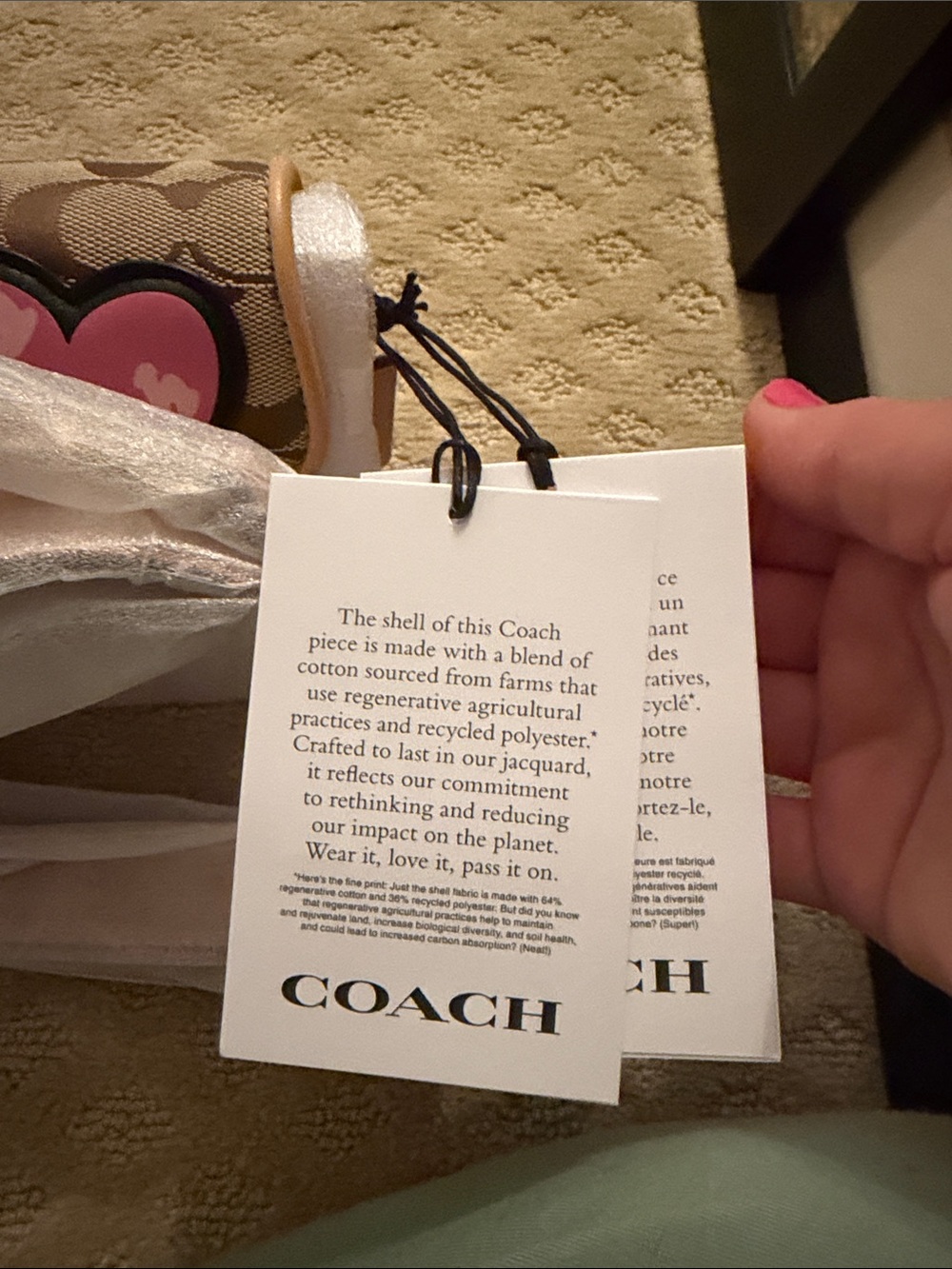 Coach Cream & Tan Signature Canvas Flap Bag with Playful Patches - Picture 6 of 7